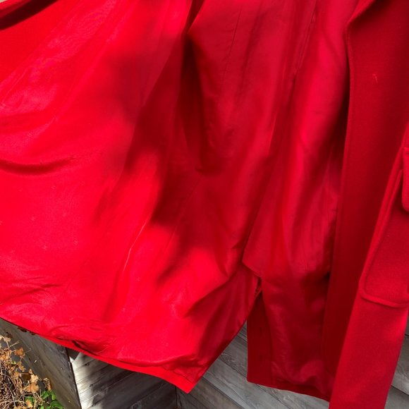 Chanel Women Cashmere/Silk Long Red Coat Coco Chanel Peacoat From France - Picture 10 of 14